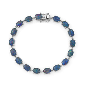 D'Joy - Boulder Opal Triplet & White Zircon Cluster Bracelet with GB Lock Box