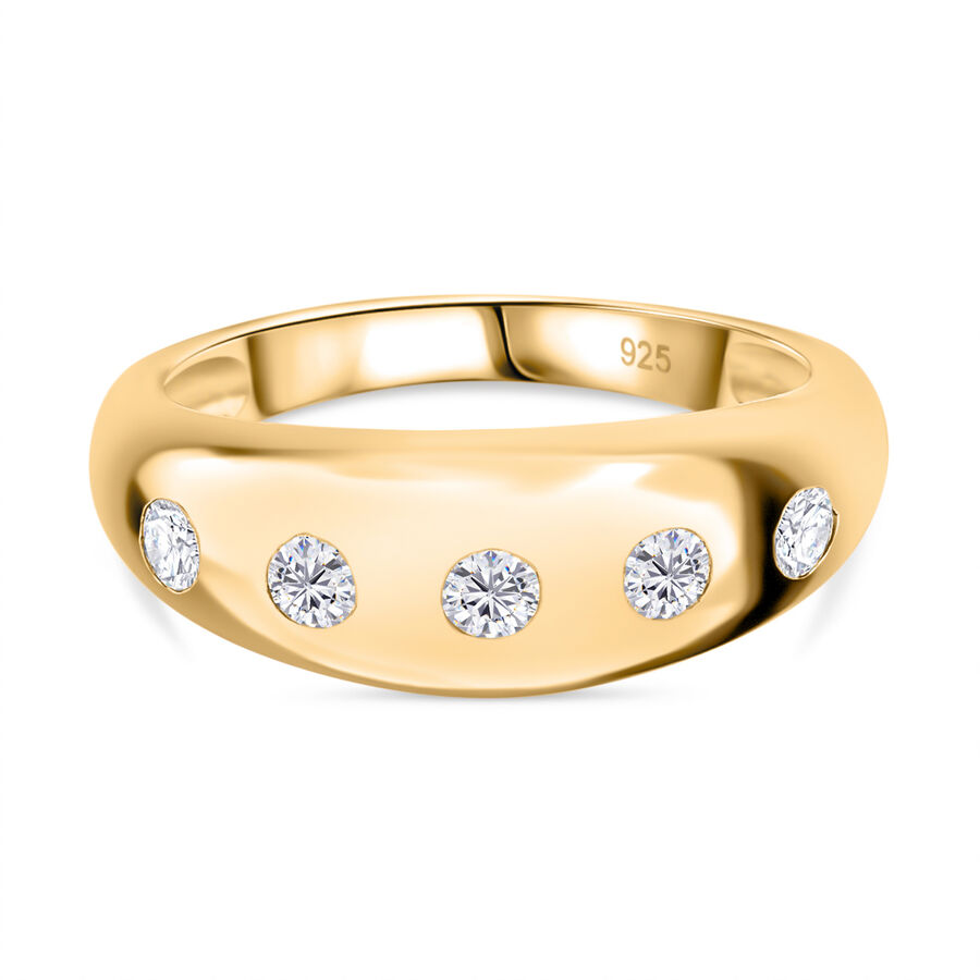 Moissanite  Band Ring in Vermeil YG Sterling Silver 0.28 ct,  Silver Wt. 5 Gms  0.920  Ct.