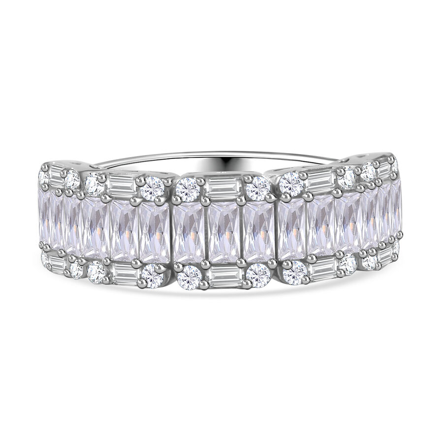 Cubic Zirconia Half Eternity Ring in Rhodium Overlay Sterling Silver 5.35 Ct.