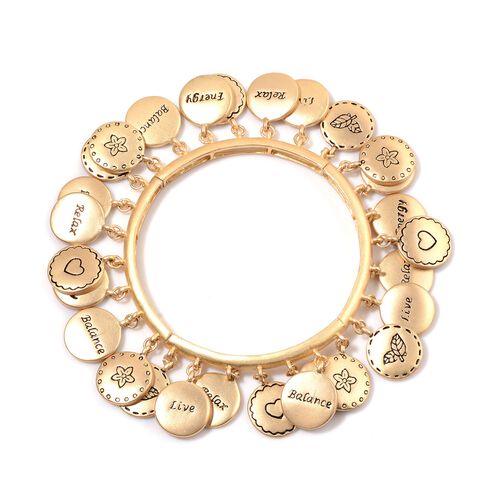 Designer Inspired Multi Charms Stretchable Bracelet (Size 7.5) in Gold
