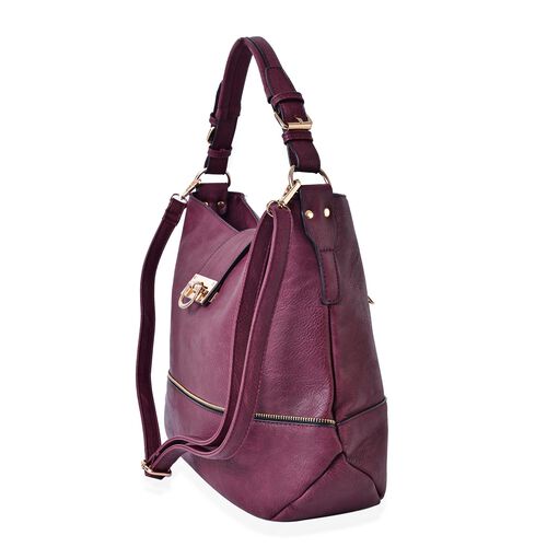 Burgundy Large Tote Bag with External Zipper Pocket and Adjustable and Removable Shoulder Strap ...