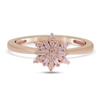9K Rose Gold Natural Pink Diamond Snowflake Ring