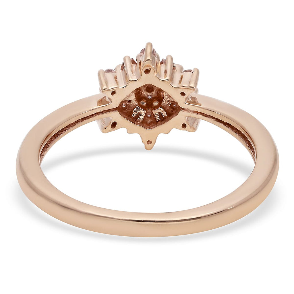 9K Rose Gold Natural Pink Diamond Snowflake Ring