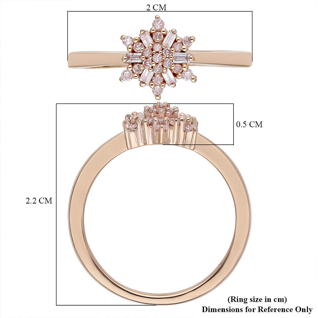 9K Rose Gold Natural Pink Diamond Snowflake Ring