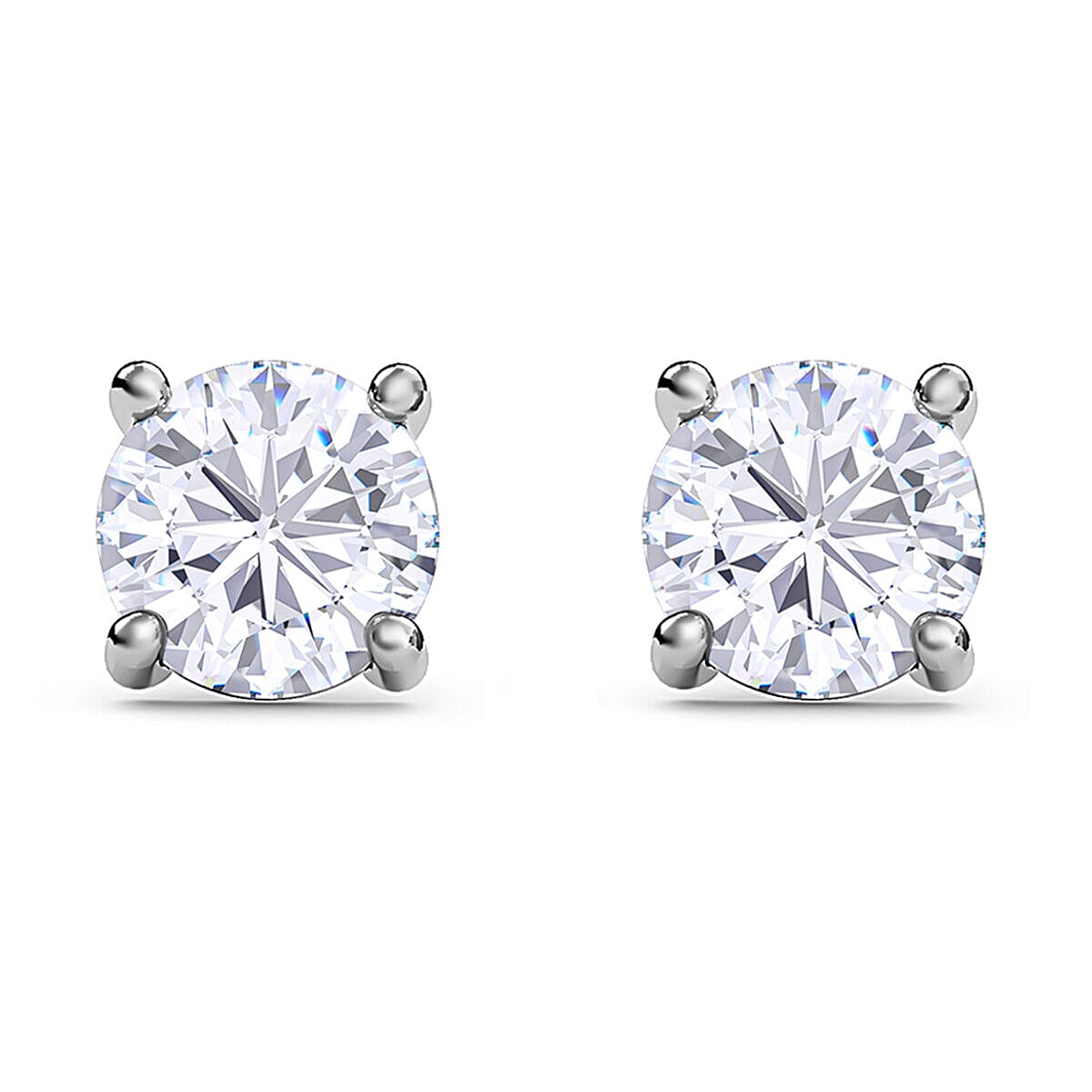 0.20 Ct Diamond Solitaire Stud Earrings in 9K White Gold I3 GH with Push Back 3393847 0