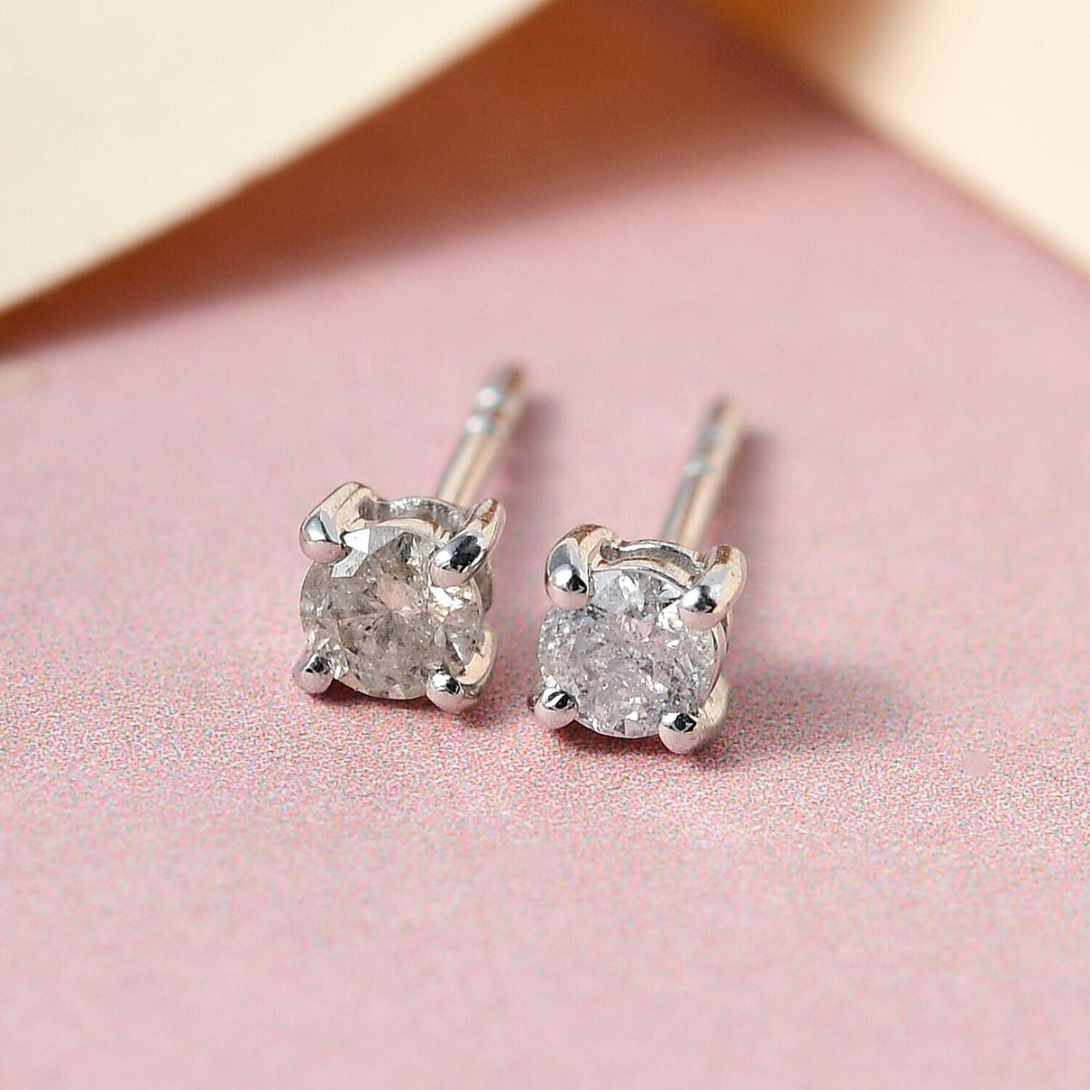 0.20 Ct Diamond Solitaire Stud Earrings in 9K White Gold I3 GH with Push Back 3393847 1