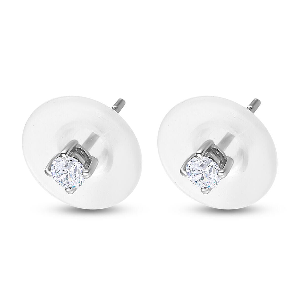 0.20 Ct Diamond Solitaire Stud Earrings in 9K White Gold I3 GH with Push Back 3393847 3