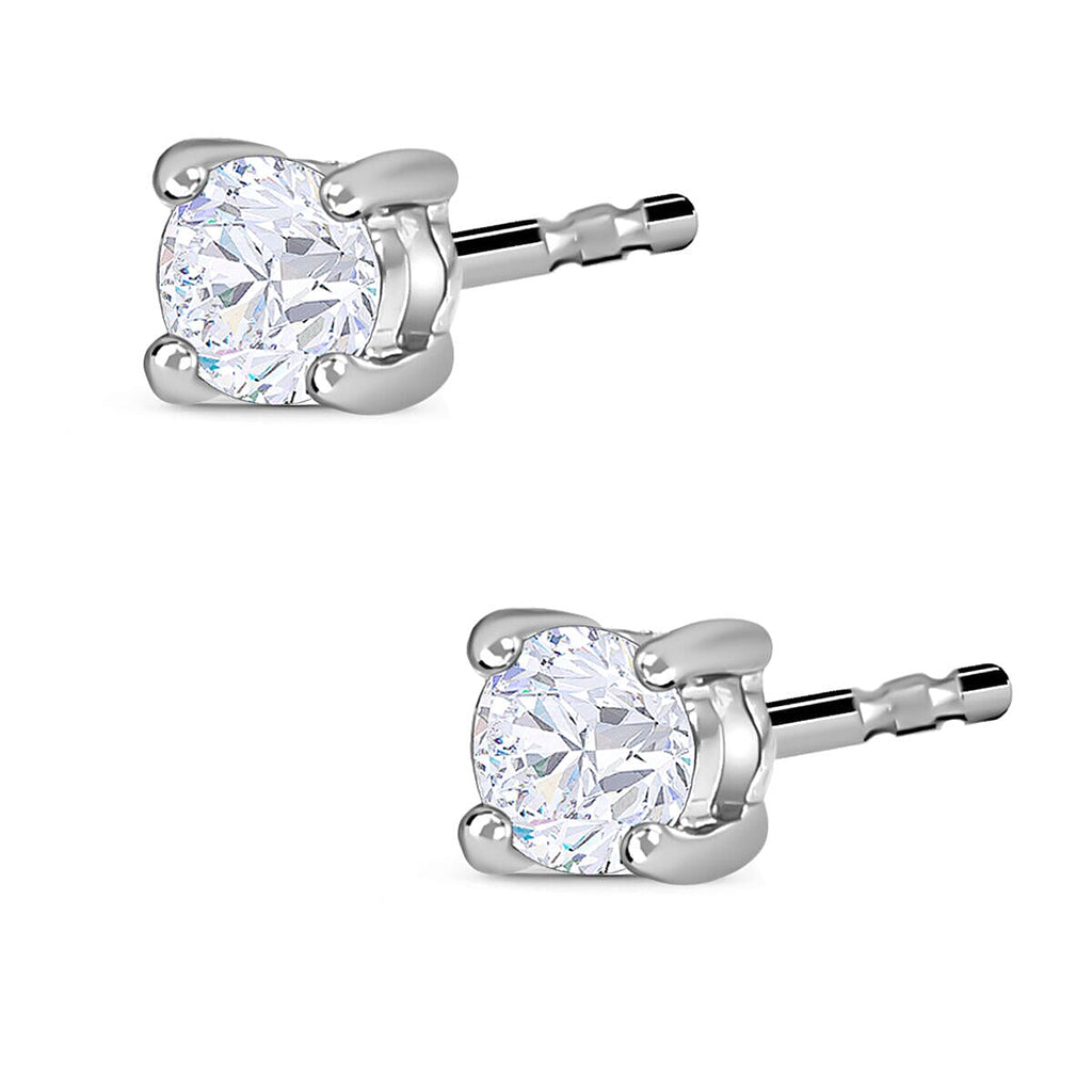 9K White Gold Diamond (I3-G-H) Stud Earrings 0.20 Ct.