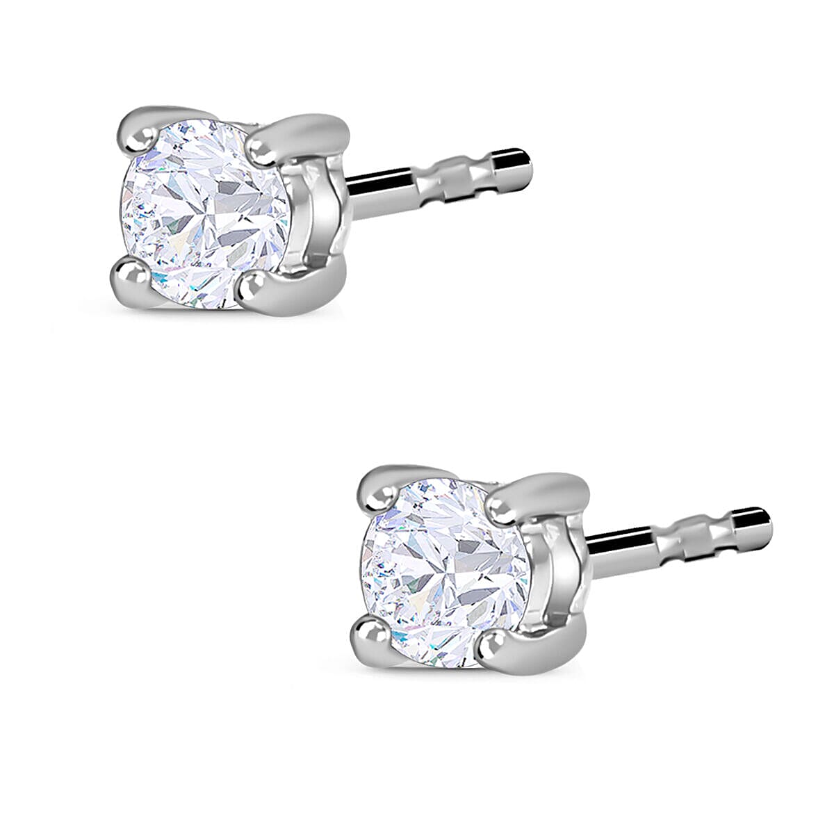 0.20 Ct Diamond Solitaire Stud Earrings in 9K White Gold I3 GH with Push Back 3393847 4