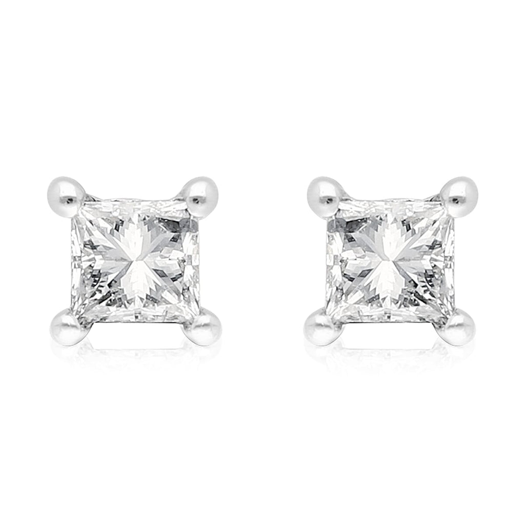 9K White Gold SGL Certified Diamond (I3-G-H) Stud Earrings with Push Back 0.20 Ct.