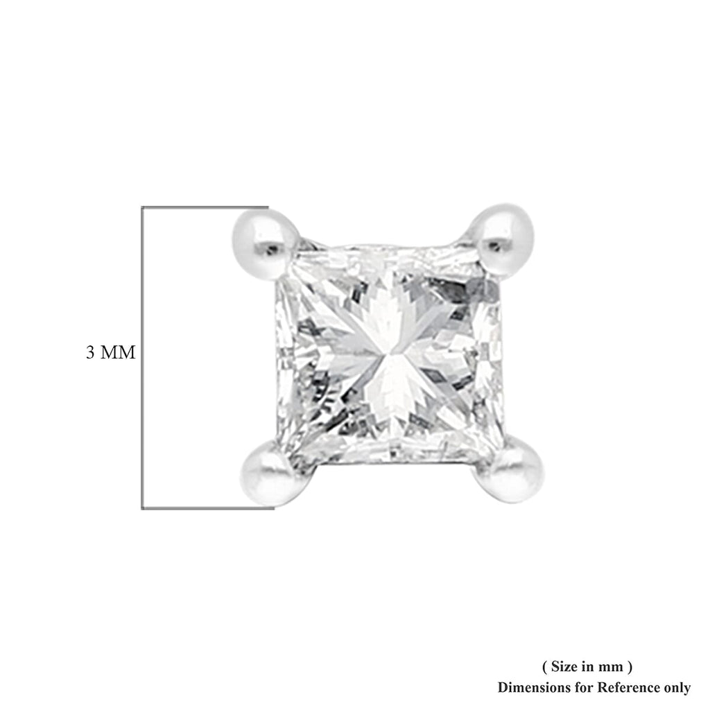 9K White Gold SGL Certified Diamond (I3-G-H) Stud Earrings with Push Back 0.20 Ct.