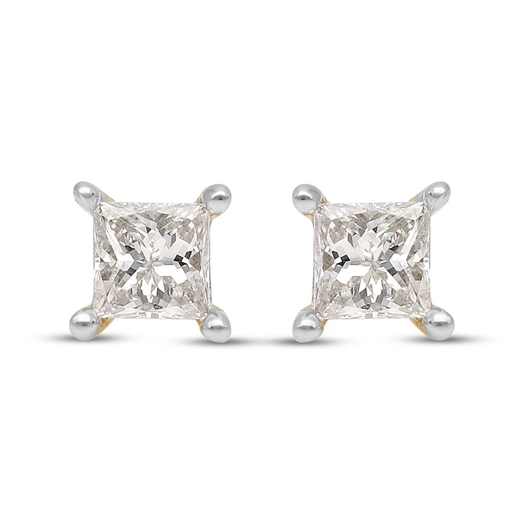 9K Yellow Gold SGL Certified Diamond (I3-G-H) Stud Earrings with Push Back 0.20 Ct.