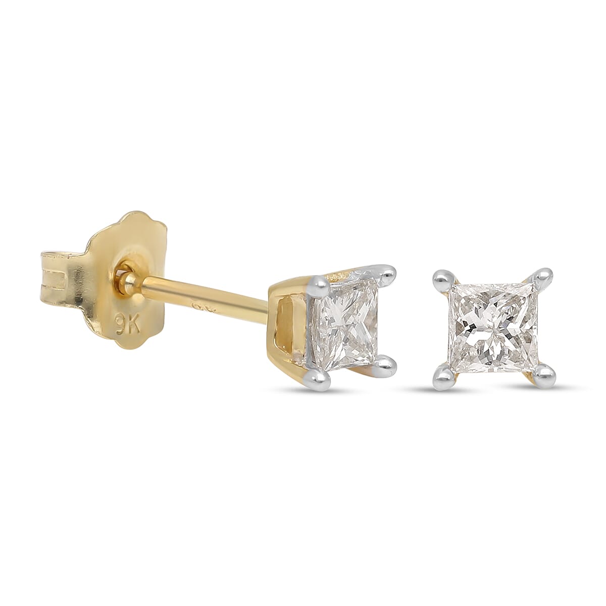 0.20 Ct. SGL Certified Diamond I3 G-H Solitaire Stud Earrings in 9K Yellow Gold 3675639 5
