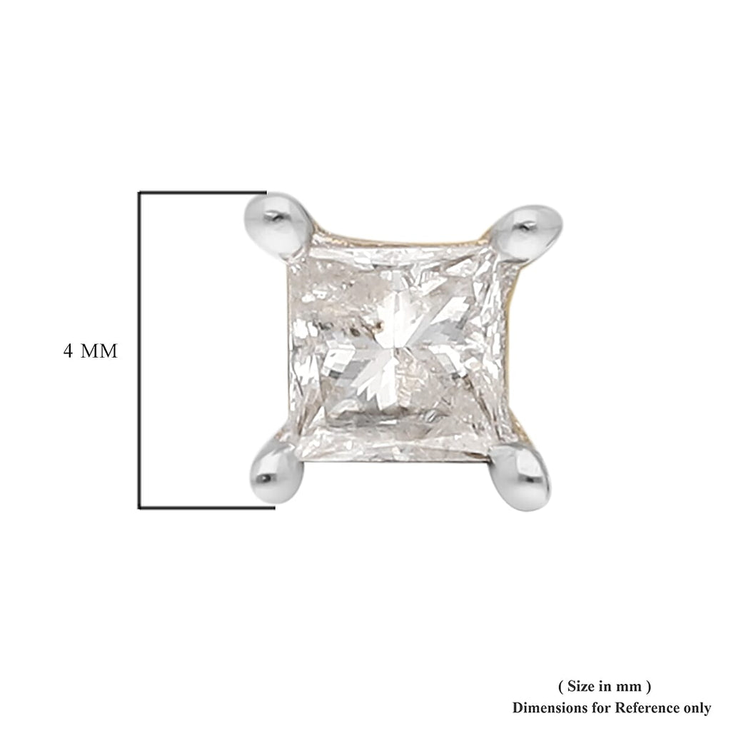 9K Yellow Gold SGL Certified Diamond (I3-G-H) Stud Earrings with Push Back 0.20 Ct.