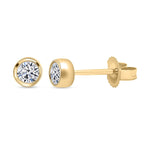 9K Yellow Gold SGL Certified Natural Diamond (I3-G-H) Stud Earrings with Push Back 0.25 Ct.