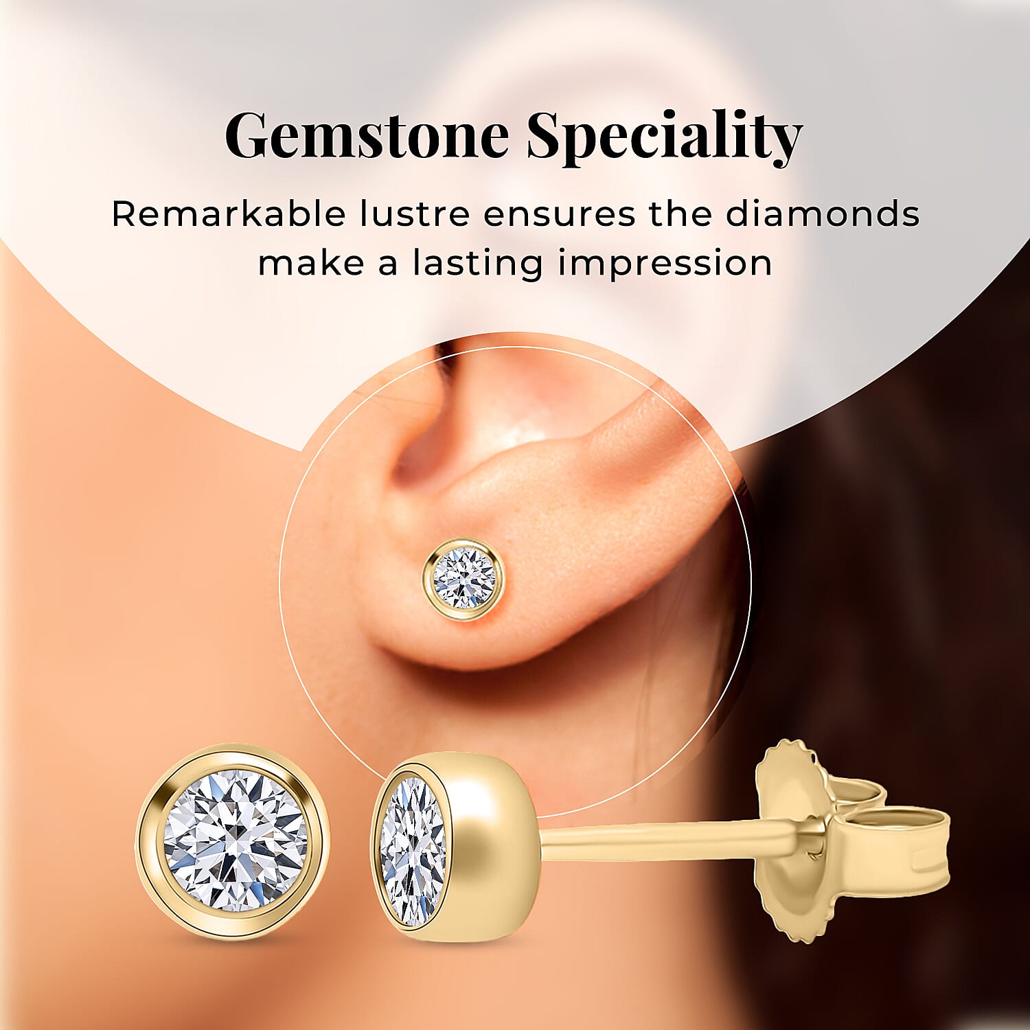 0.25 Carat Diamond Solitaire Stud Earrings in 9K Yellow Gold SGL Certified I3 GH with Push Back 1763590 3