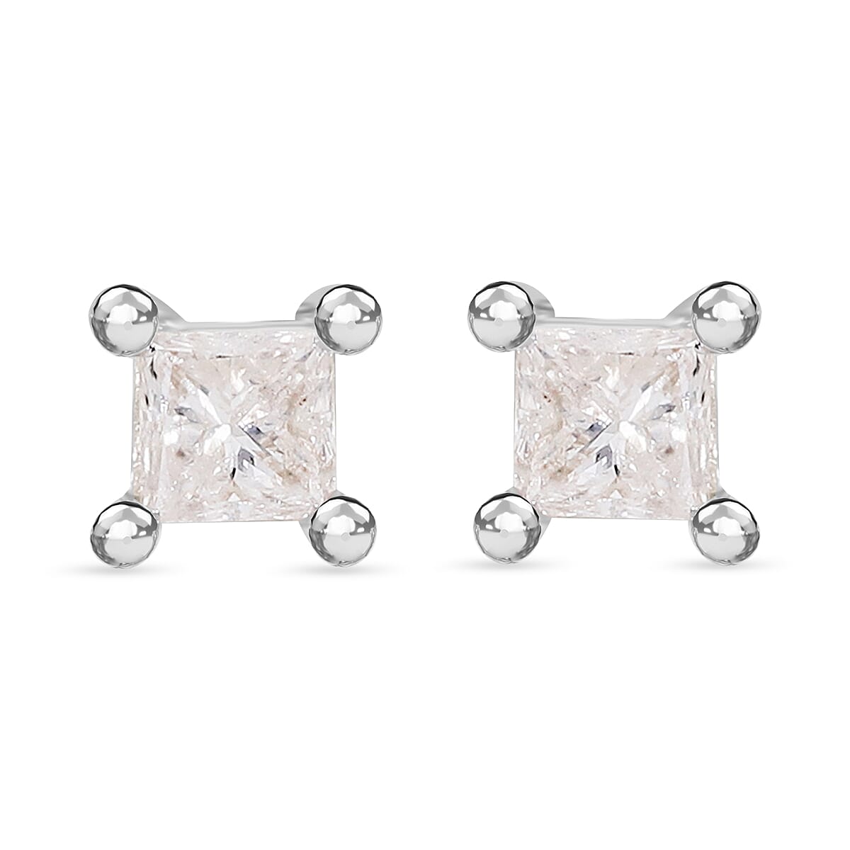 0.25 Ct Diamond Princess Cut Solitaire Stud Earrings in 9K White Gold SGL Certified I3 GH 3675915 0