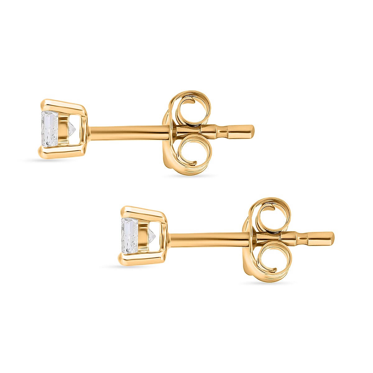 0.25 Ct Diamond Princess Cut Solitaire Stud Earrings in 9K Yellow Gold SGL Certified I3 GH 3628714 6