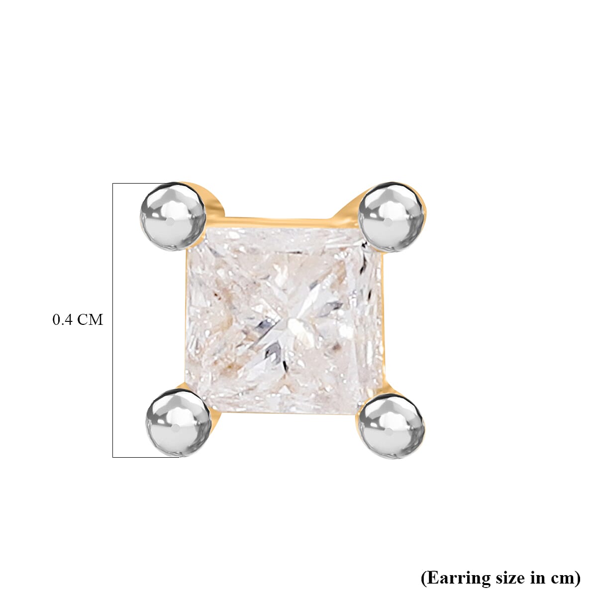 0.25 Ct Diamond Princess Cut Solitaire Stud Earrings in 9K Yellow Gold SGL Certified I3 GH 3628714 10