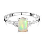 Ethiopian Welo Opal and Diamond Ring in Platinum Overlay Sterling Silver 0.59 Ct