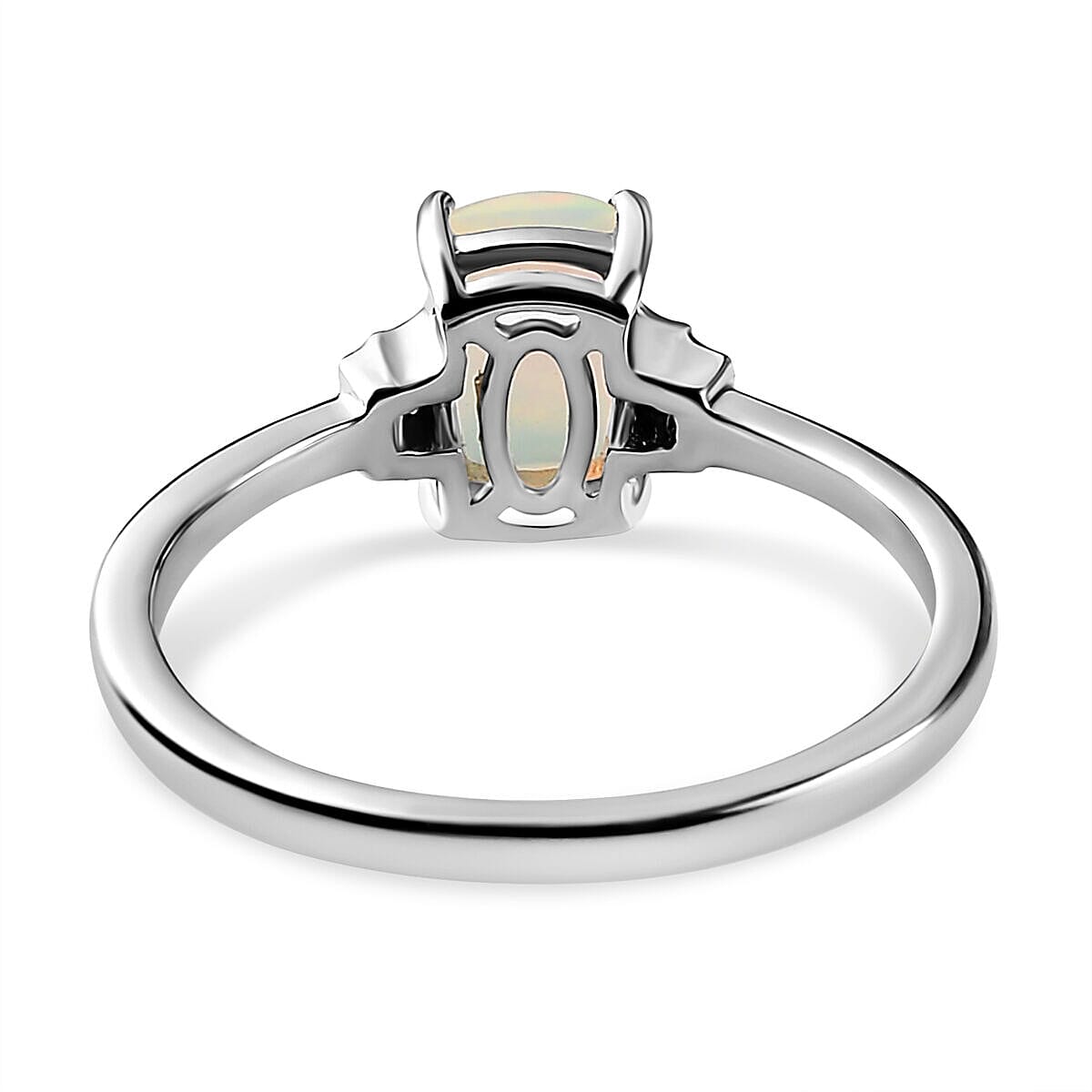0.25 Ct. Ethiopian Welo Opal and White Diamond Ring in Platinum Plated Sterling Silver 3737905 9