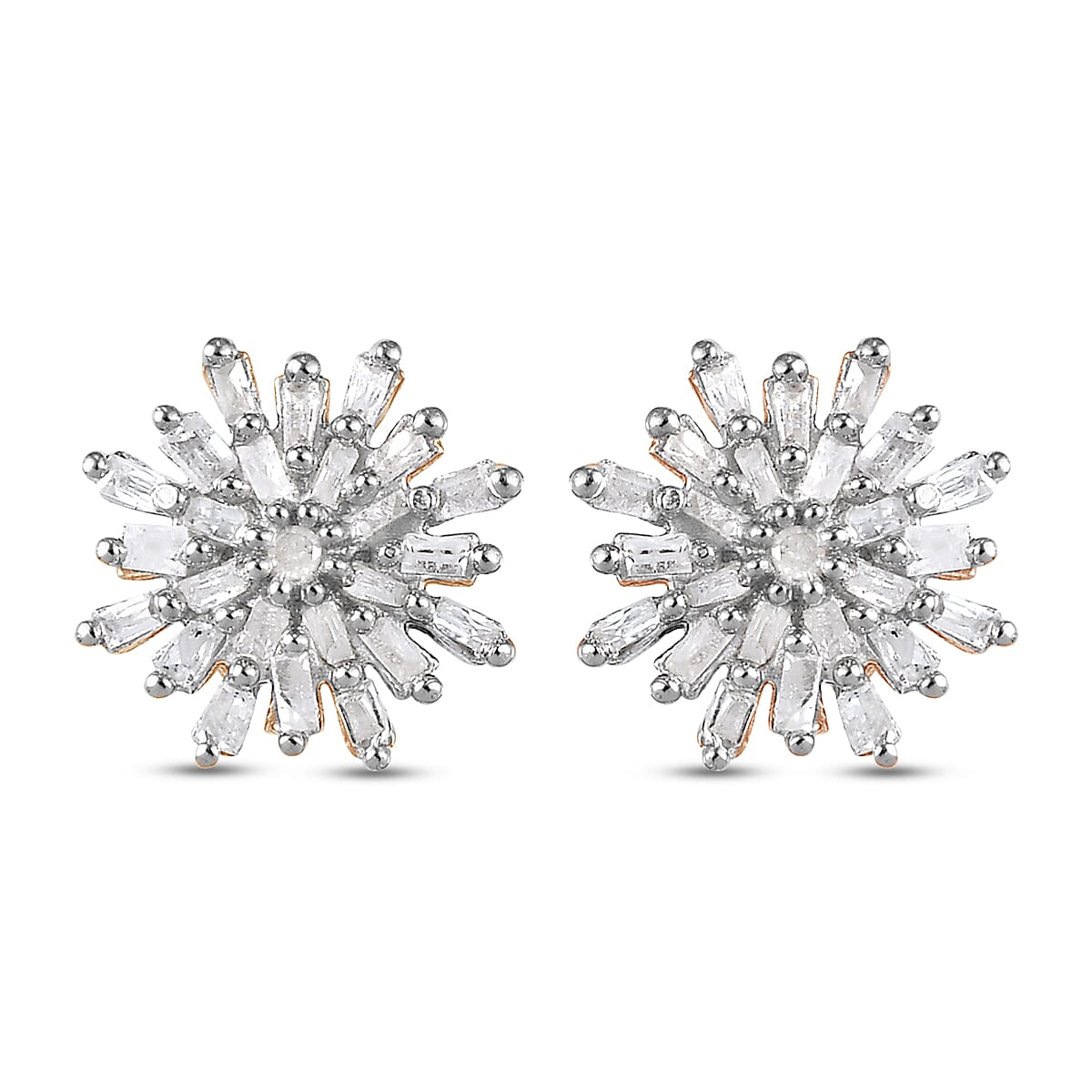 0.33 Ct. Snowflake Diamond Stud Earrings in 18K Vermeil Yellow Gold Plated Sterling Silver 3175245 0