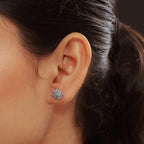 D'Joy Diamond Snow Flake Earrings with Push Back in 18K Vermeil Yellow Gold Plated Sterling Silver 0.33 Ct.