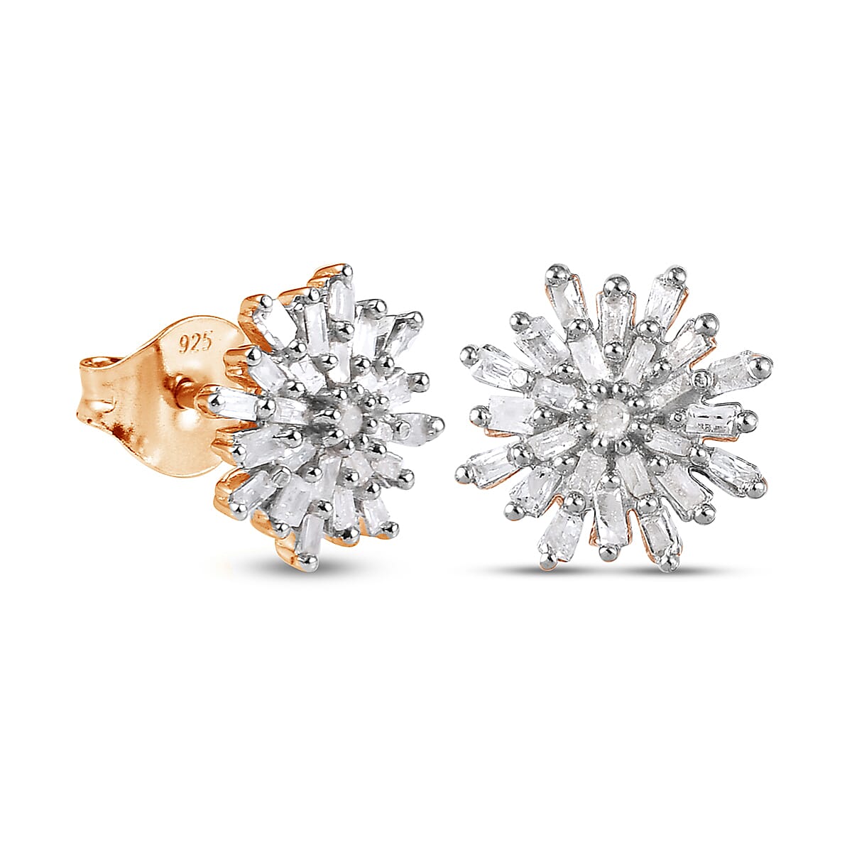 0.33 Ct. Snowflake Diamond Stud Earrings in 18K Vermeil Yellow Gold Plated Sterling Silver 3175245 4