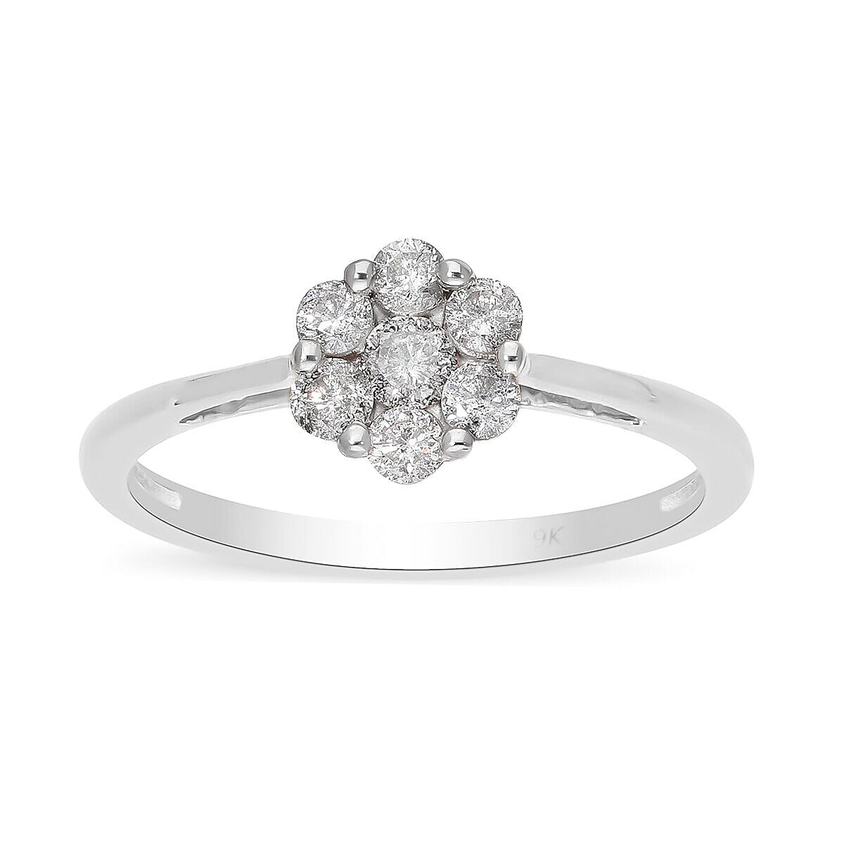 0.50 Ct. SGL Certified I3 G-H White Diamond Pressure Set Floral Ring in 9K White Gold 3752401 0