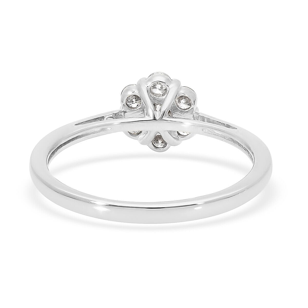 0.50 Ct. SGL Certified I3 G-H White Diamond Pressure Set Floral Ring in 9K White Gold 3752401 8
