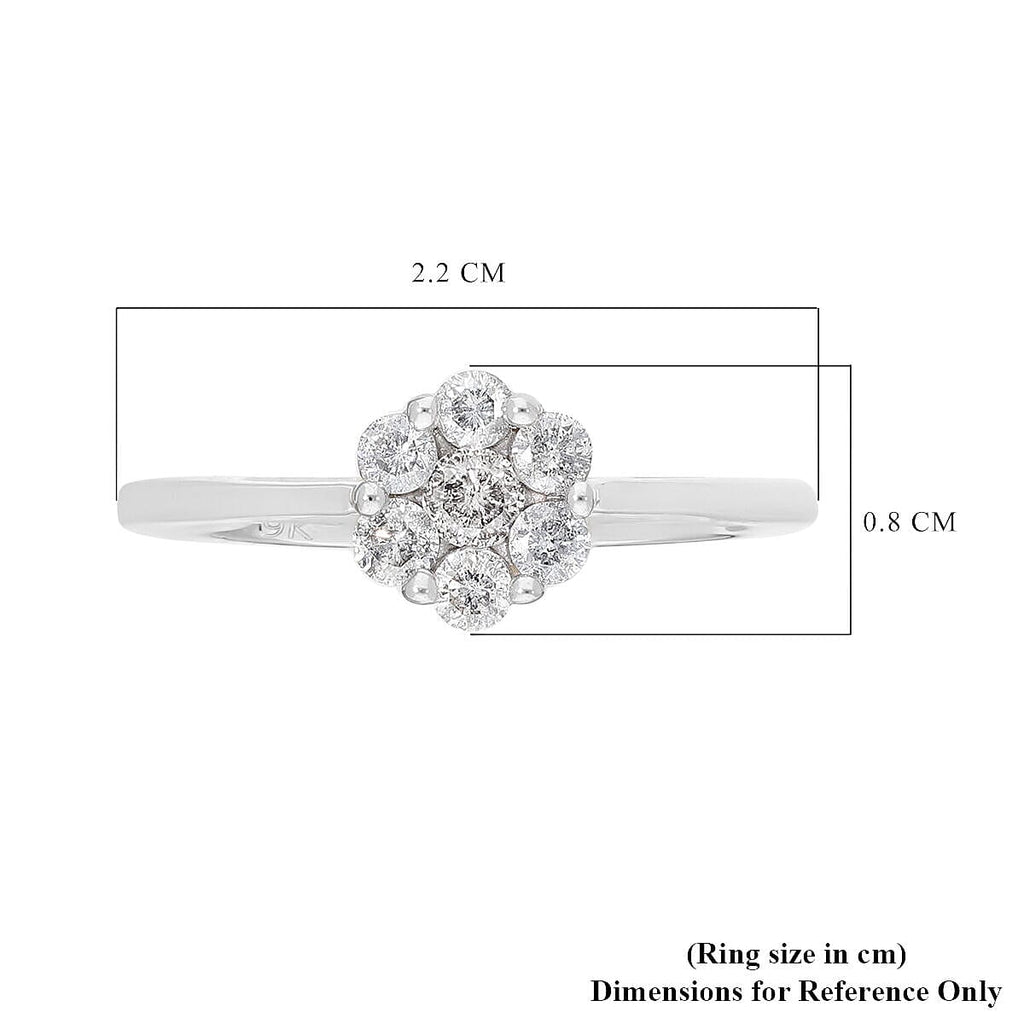 9K White Gold SGL Certified White Diamond (I3-G-H)  Pressure Set Floral Ring 0.50 Ct.