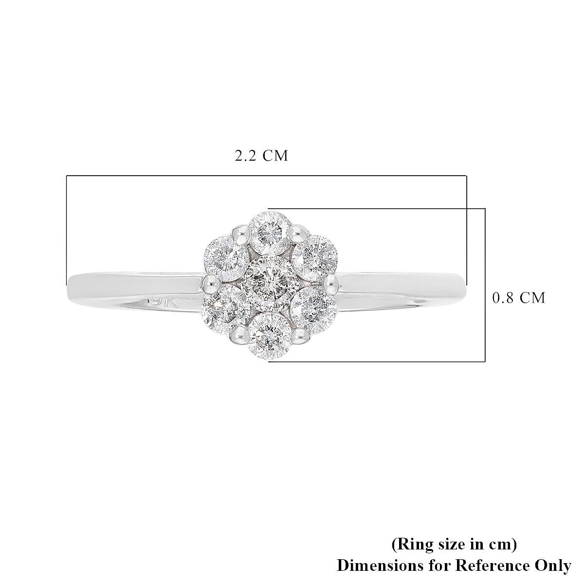 0.50 Ct. SGL Certified I3 G-H White Diamond Pressure Set Floral Ring in 9K White Gold 3752401 10