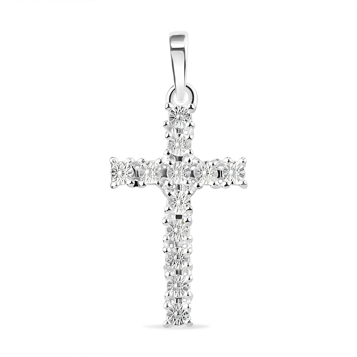 0.02 Carat Diamond Cross Pendant In Sterling Silver 7169733 0