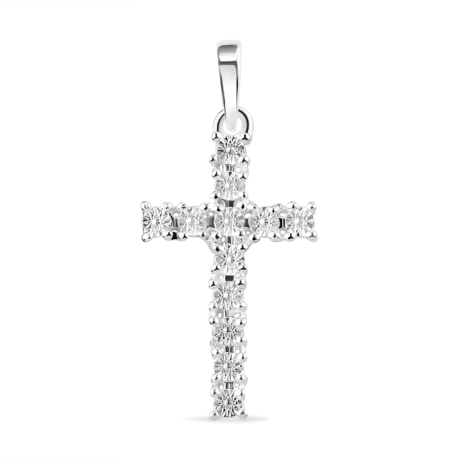0.02 Carat Diamond Cross Pendant In Sterling Silver 7169733 0