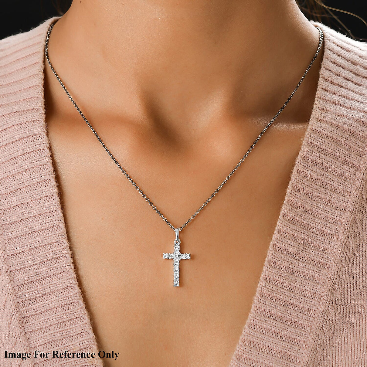 0.02 Carat Diamond Cross Pendant In Sterling Silver 7169733 1