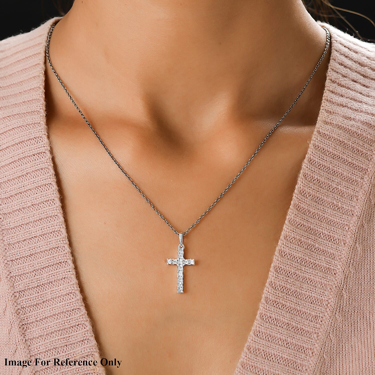 0.02 Carat Diamond Cross Pendant In Sterling Silver 7169733 1