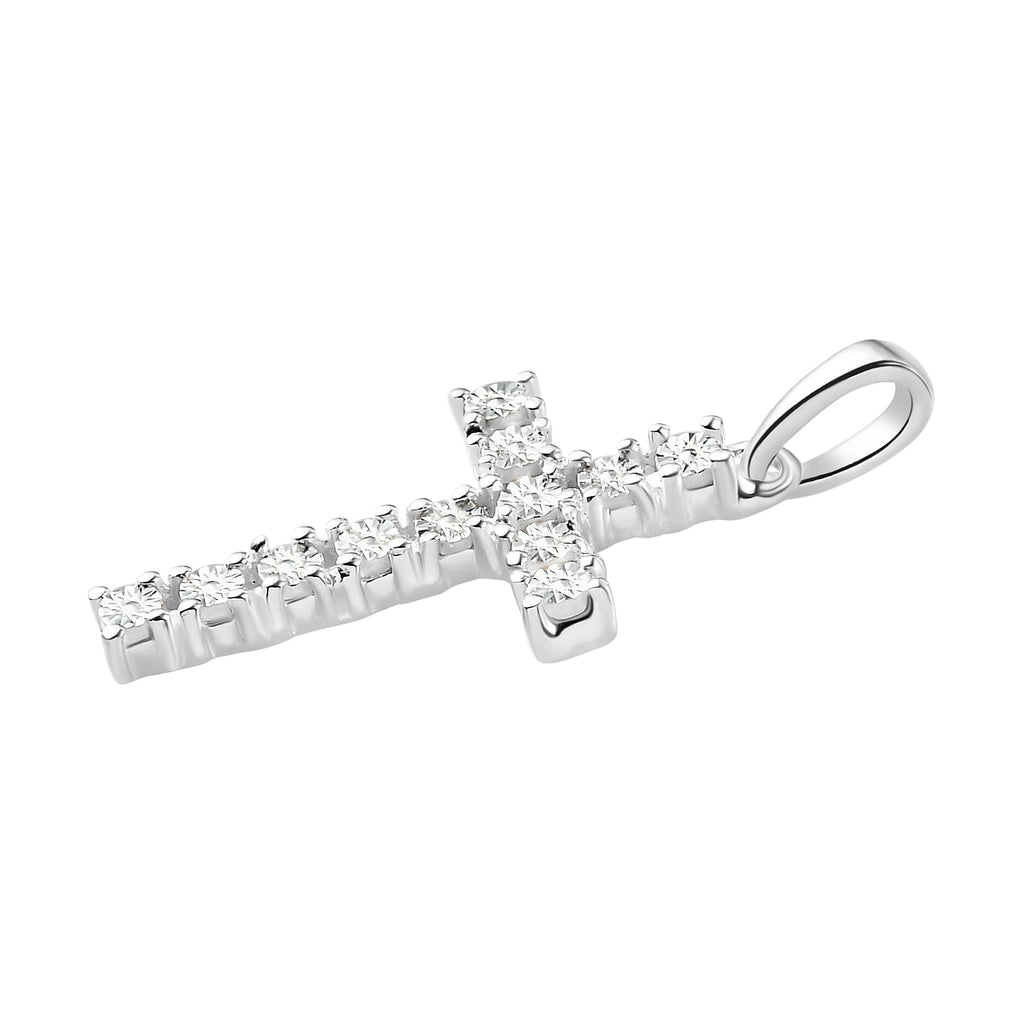 Diamond Cross Pendant in Sterling Silver