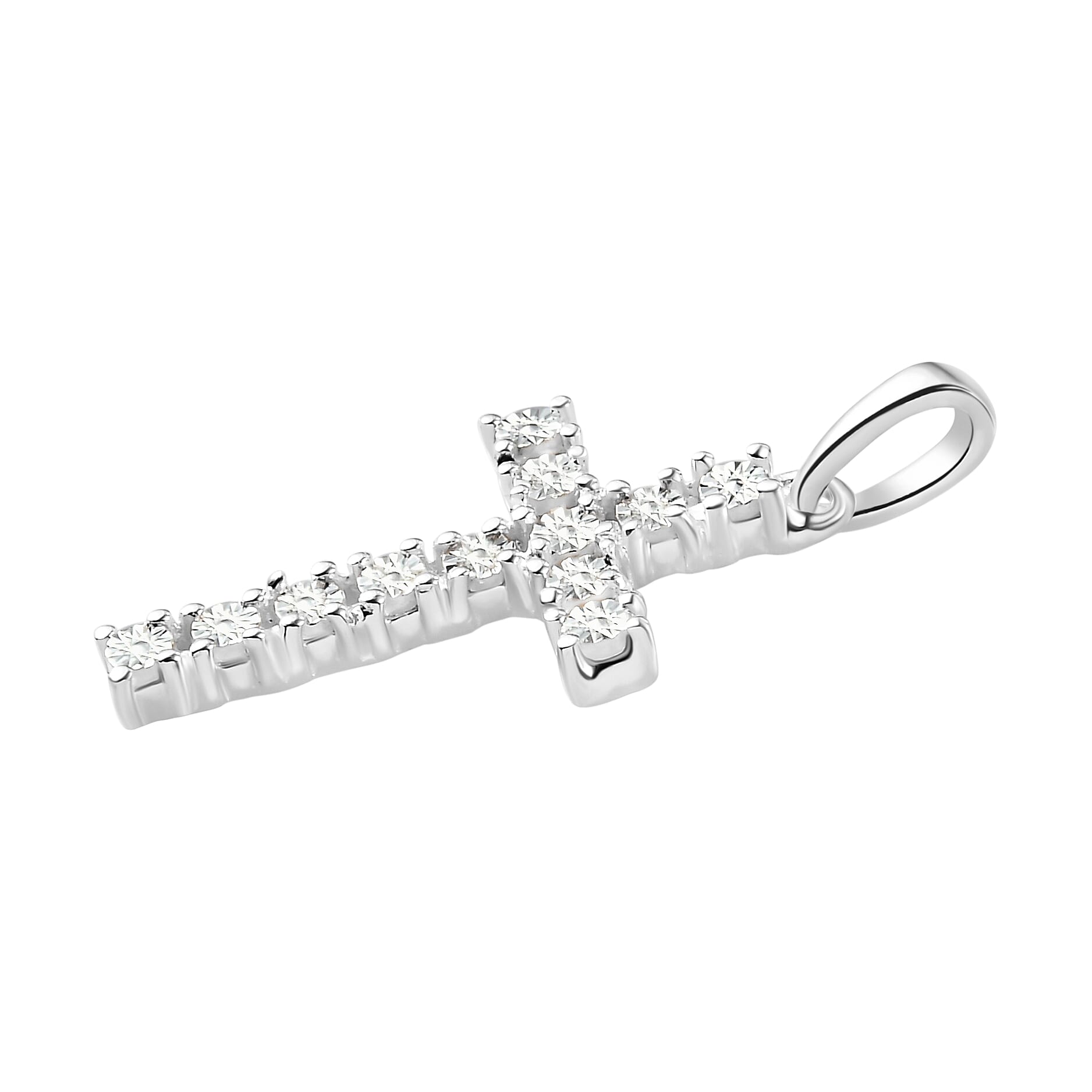 0.02 Carat Diamond Cross Pendant In Sterling Silver 7169733 3