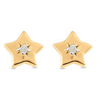 Natural Diamond Stud Star Earrings in 18K Yellow Gold Vermeil Plated Sterling Silver