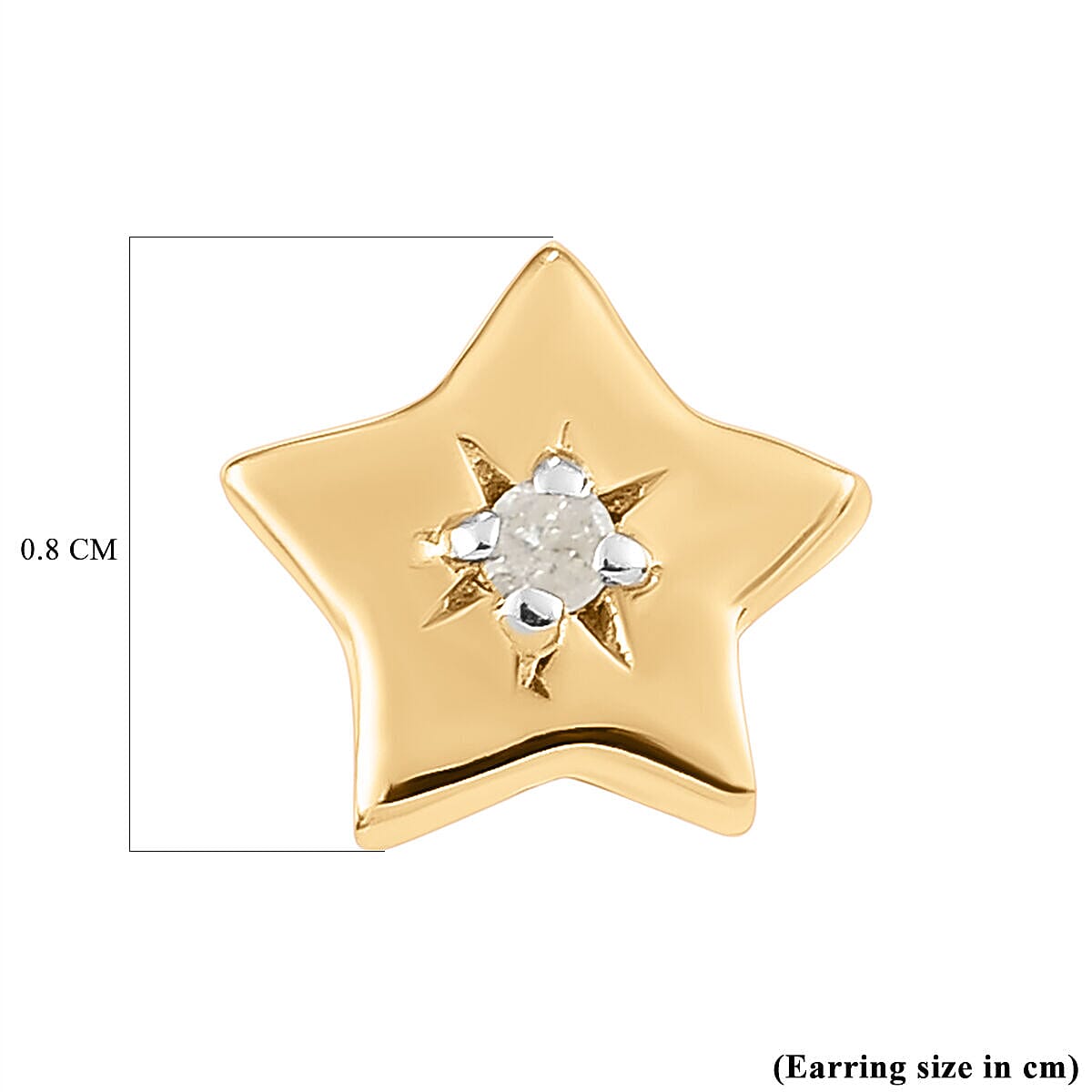 Natural Diamond Star Stud Earrings in Sterling Silver with 18K Vermeil Yellow Gold 3365889 5