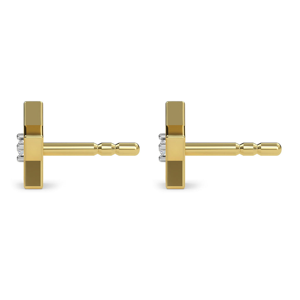 Natural Diamond Stud Star Earrings in 18K Yellow Gold Vermeil Plated Sterling Silver
