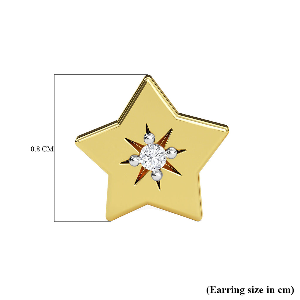 Natural Diamond Stud Star Earrings in 18K Yellow Gold Vermeil Plated Sterling Silver