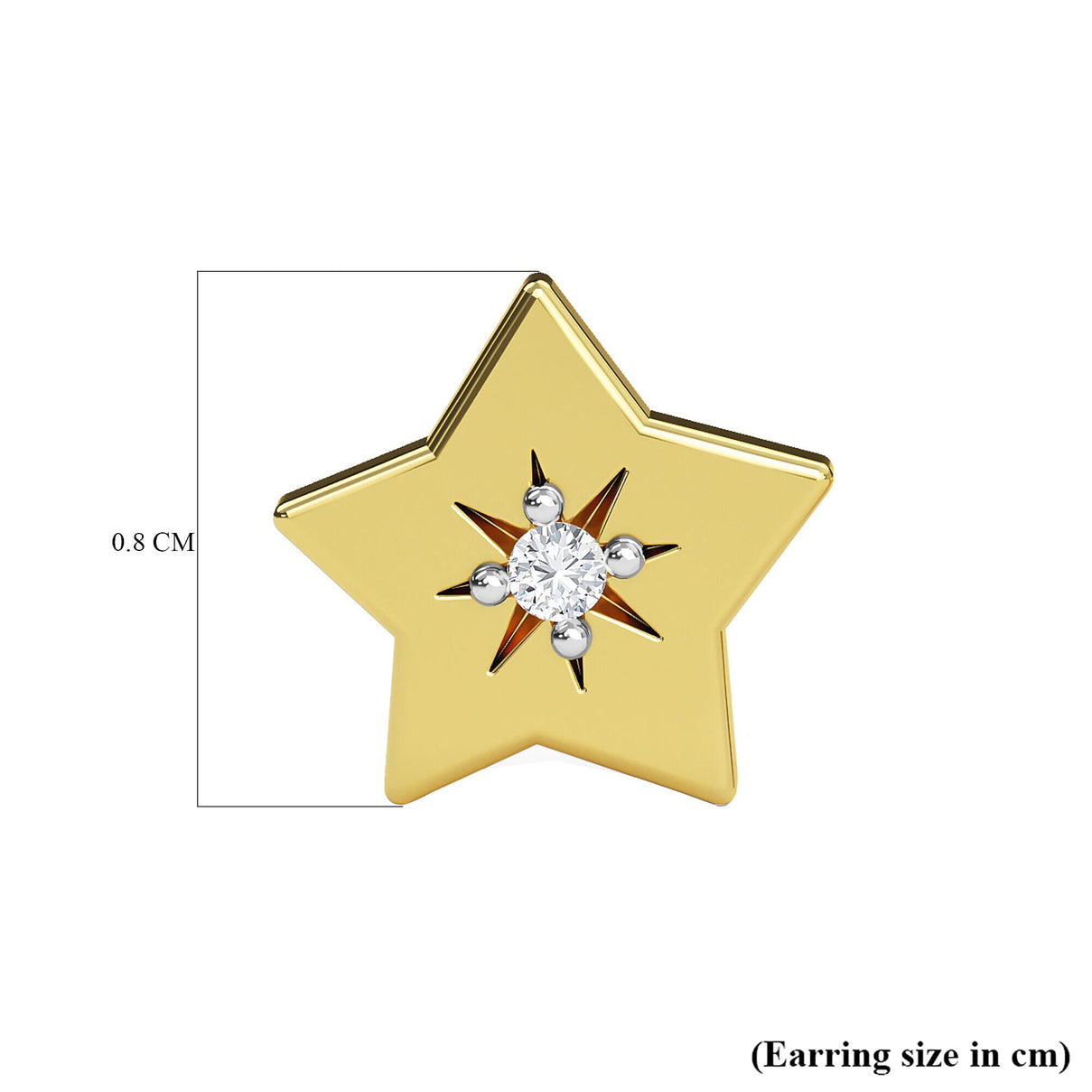 Natural Diamond Star Stud Earrings in Sterling Silver with 18K Vermeil Yellow Gold 3365889 7