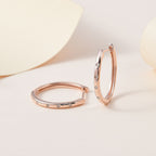 Royal Bali Collection - D'Joy Diamond (Rnd) Hoop Earrings in 18K Vermeil Rose Gold Plated Sterling Silver