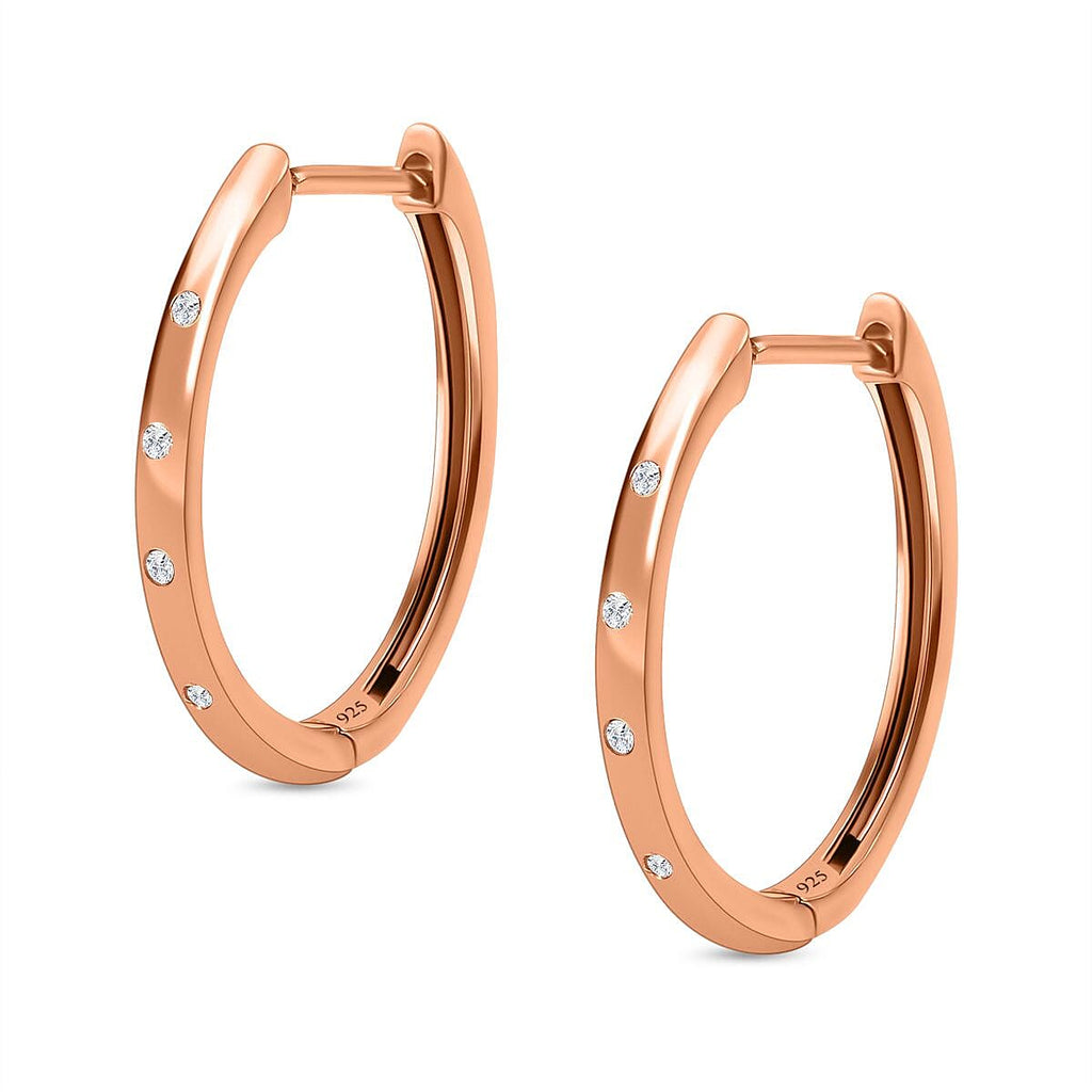 Royal Bali Collection - D'Joy Diamond (Rnd) Hoop Earrings in 18K Vermeil Rose Gold Plated Sterling Silver
