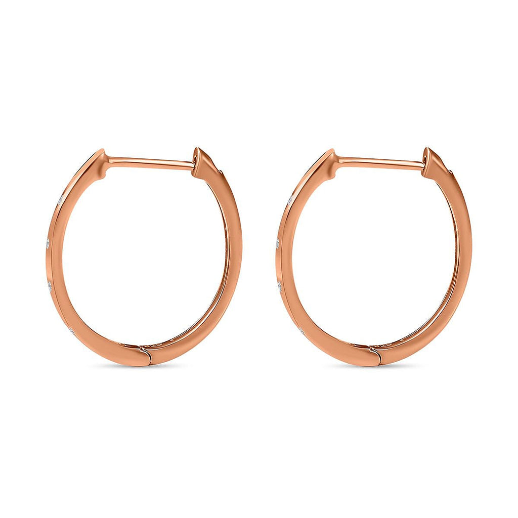 Royal Bali Collection - D'Joy Diamond (Rnd) Hoop Earrings in 18K Vermeil Rose Gold Plated Sterling Silver