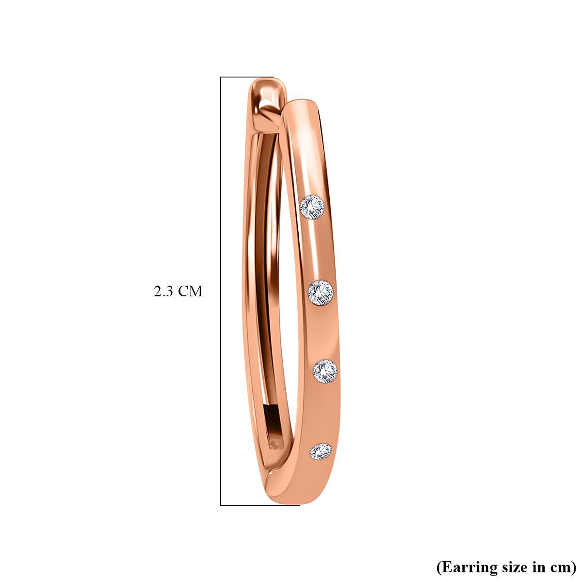 Diamond Hoop Earrings (with Clasp) in 18K Vermeil Rose Gold Plated Sterling Silver 3290064 6