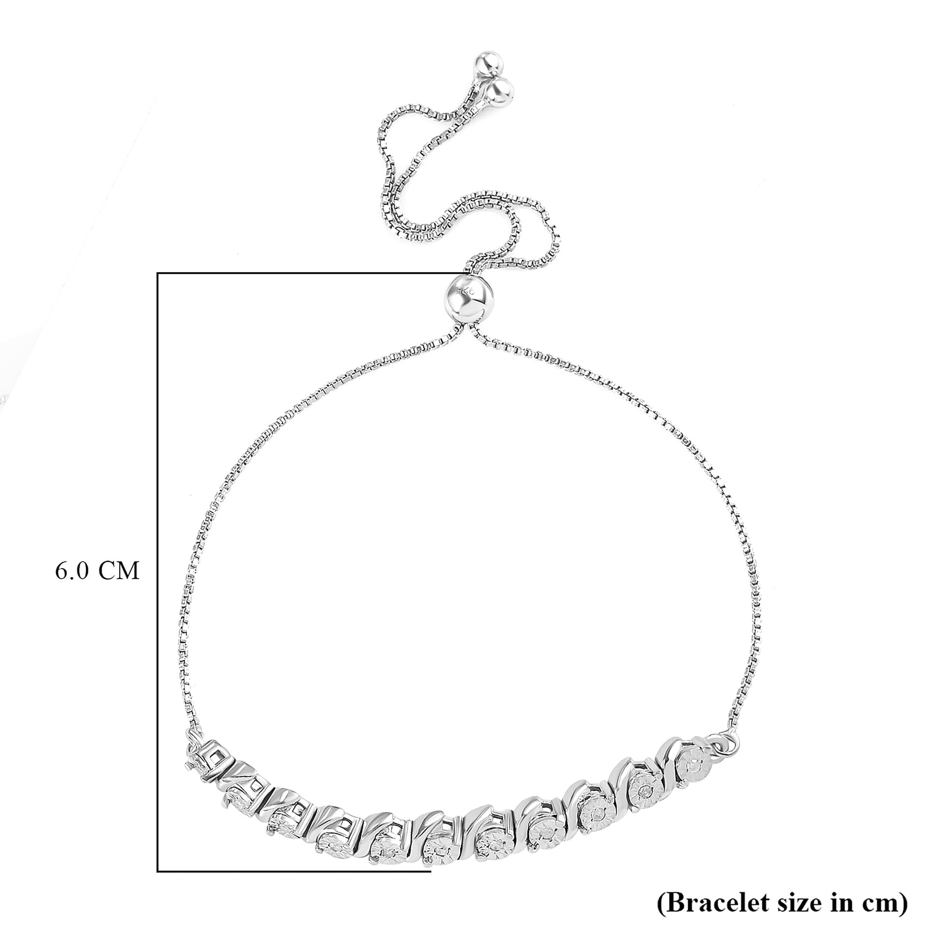 0.15 Ct Diamond Bolo Adjustable Bracelet in Platinum Plated Sterling Silver 3326294 5