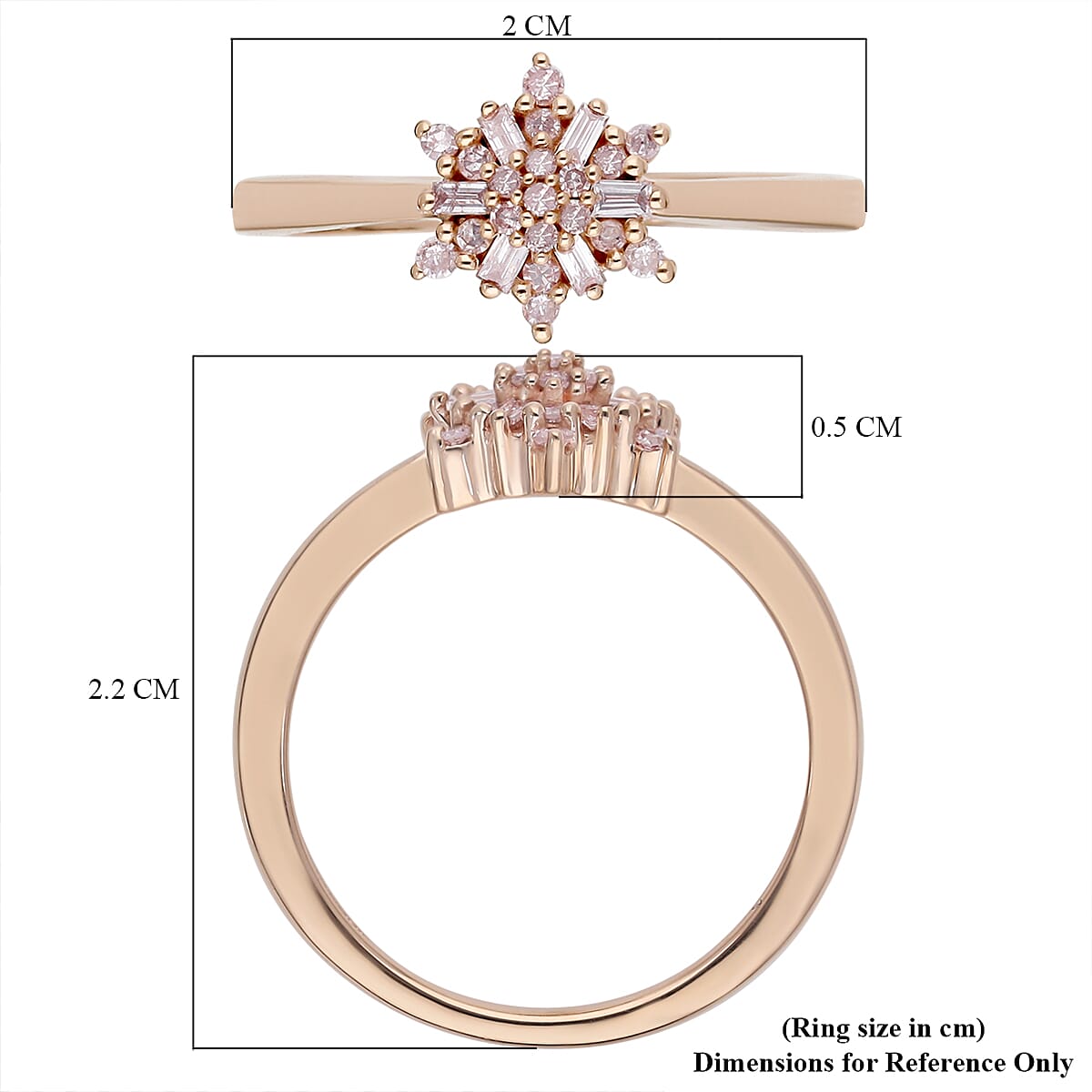 0.2 Carat Pink Diamond Snow Flake Ring in 9K Rose Gold 9058670 12