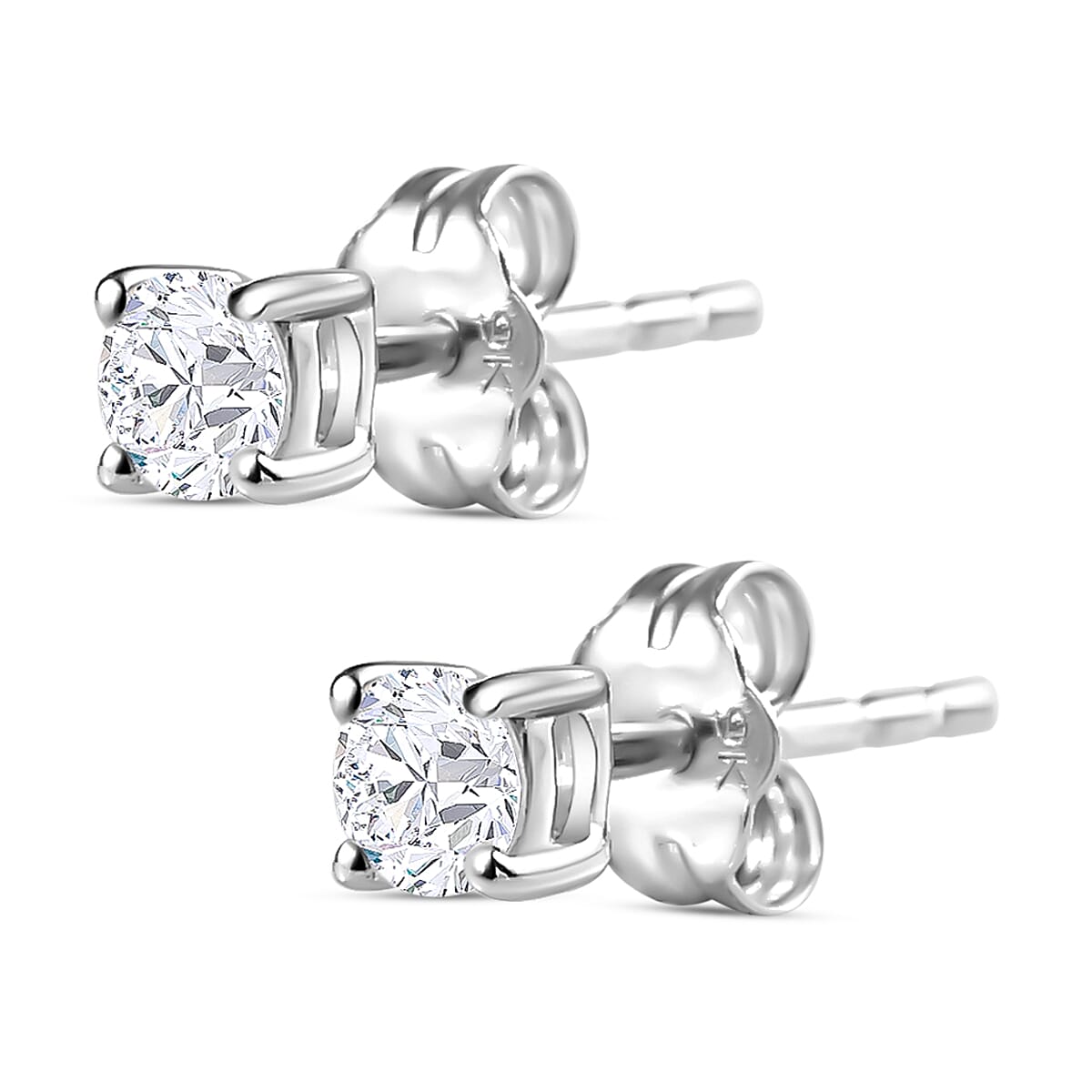 0.20 Ct Diamond Solitaire Stud Earrings in 9K White Gold I3 GH with Push Back 3393847 9